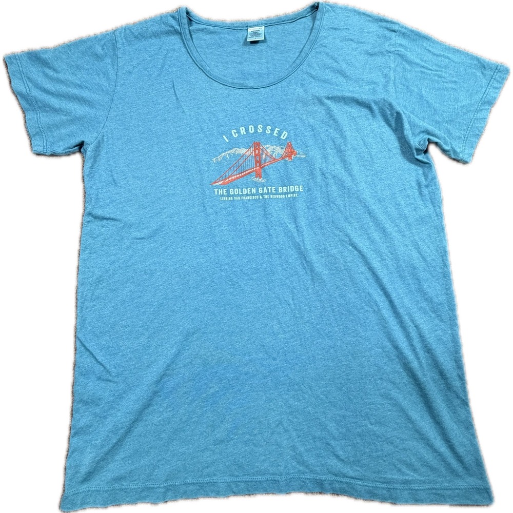 Golden Gate National Park Blue I Crossed Golden Gate Bridge T‎ Shirt Womens L